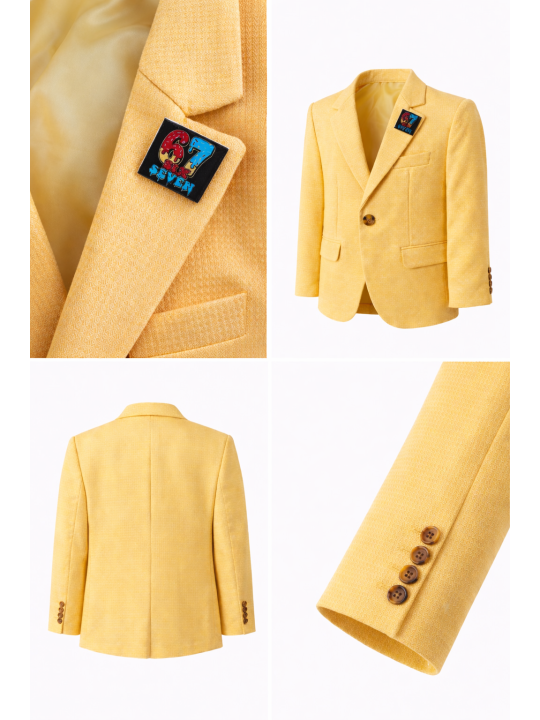 GIOVANNI PERA GŁADKA MARYNARKA DLA CHŁOPCA ŻÓŁTA SIX-SEVEN 37/538