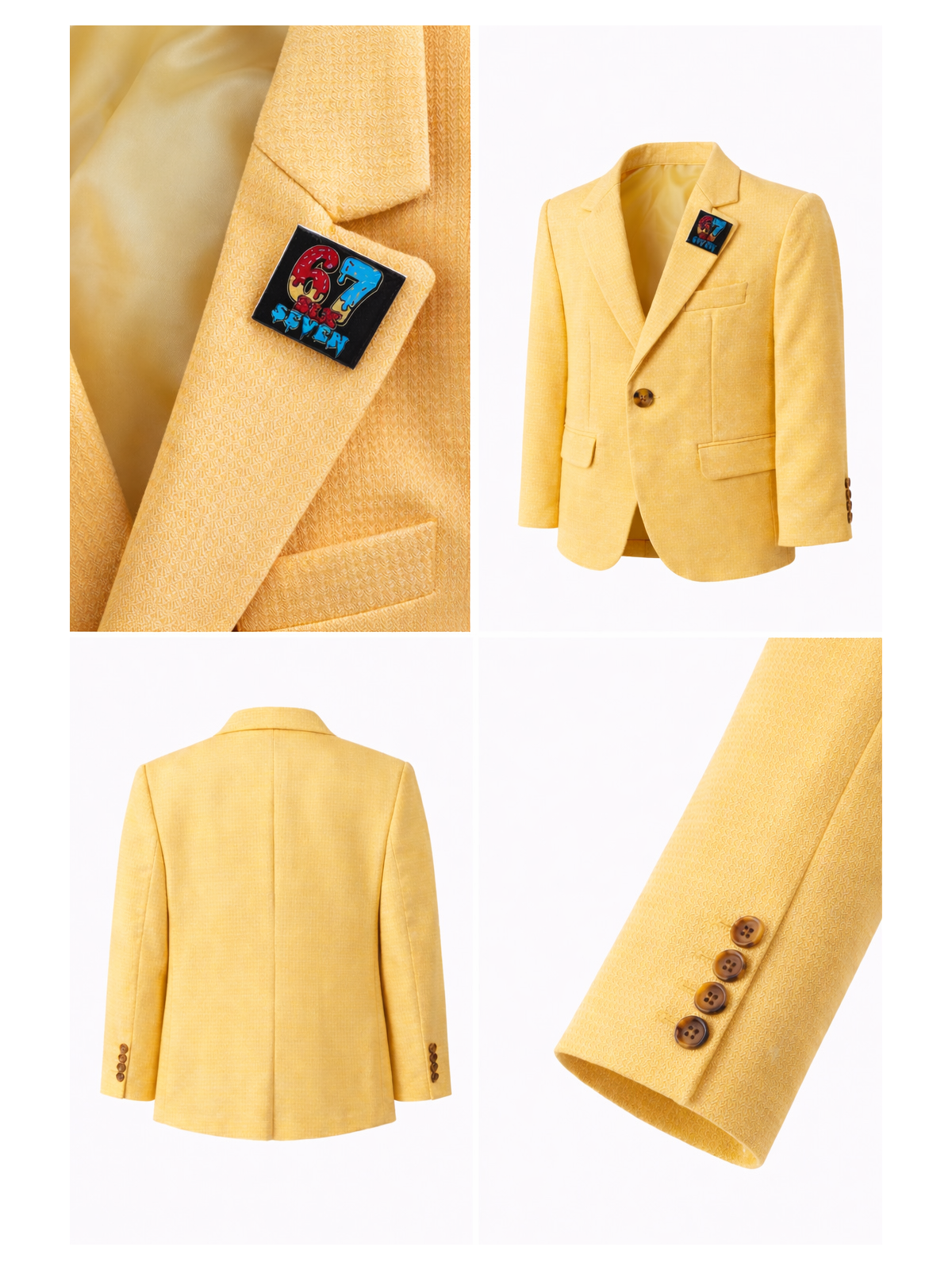 GIOVANNI PERA GŁADKA MARYNARKA DLA CHŁOPCA ŻÓŁTA SIX-SEVEN 37/538