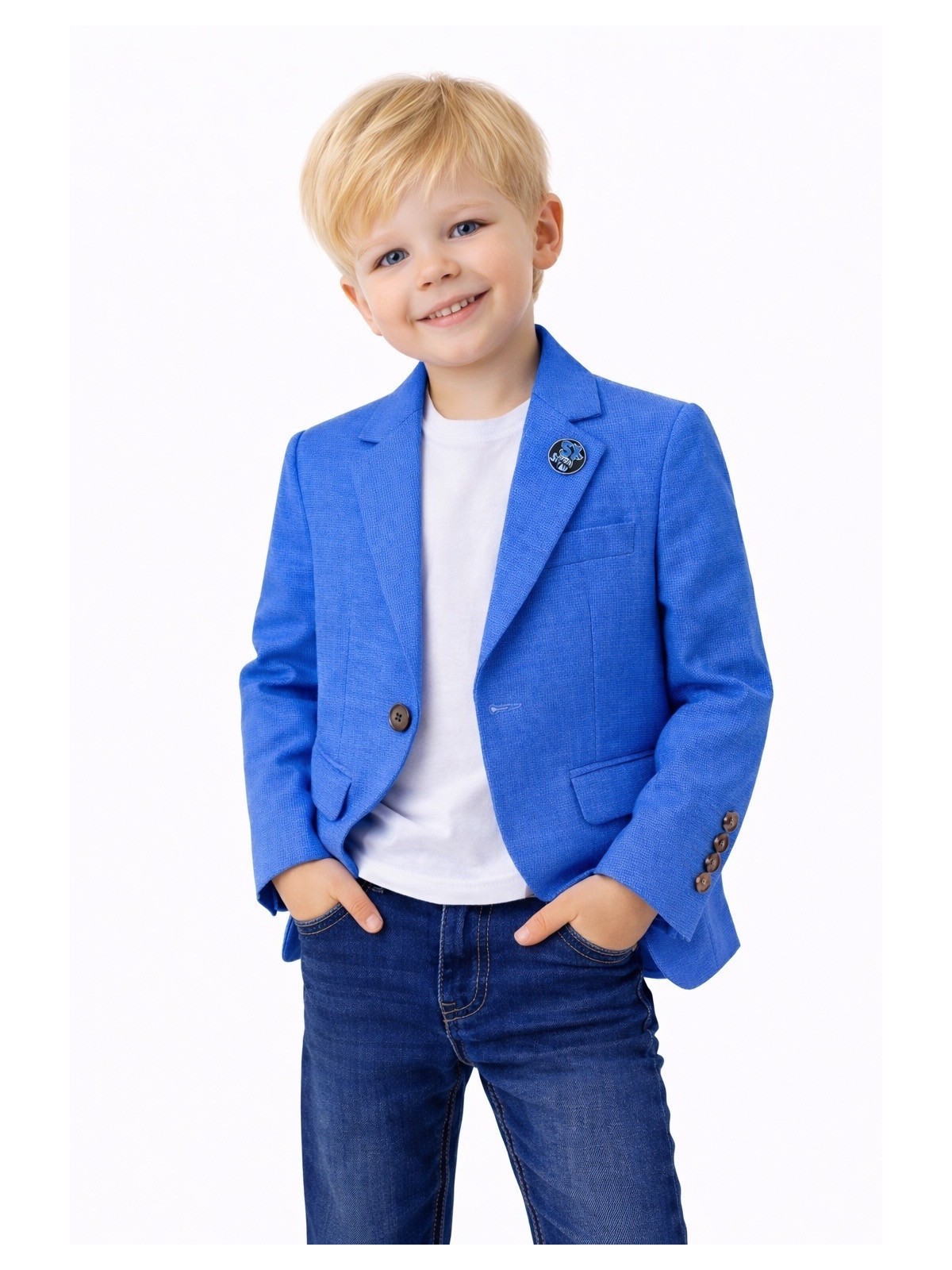 GIOVANNI PERA GŁADKA MARYNARKA DLA CHŁOPCA CHABROWA  SIX-SEVEN 37/538