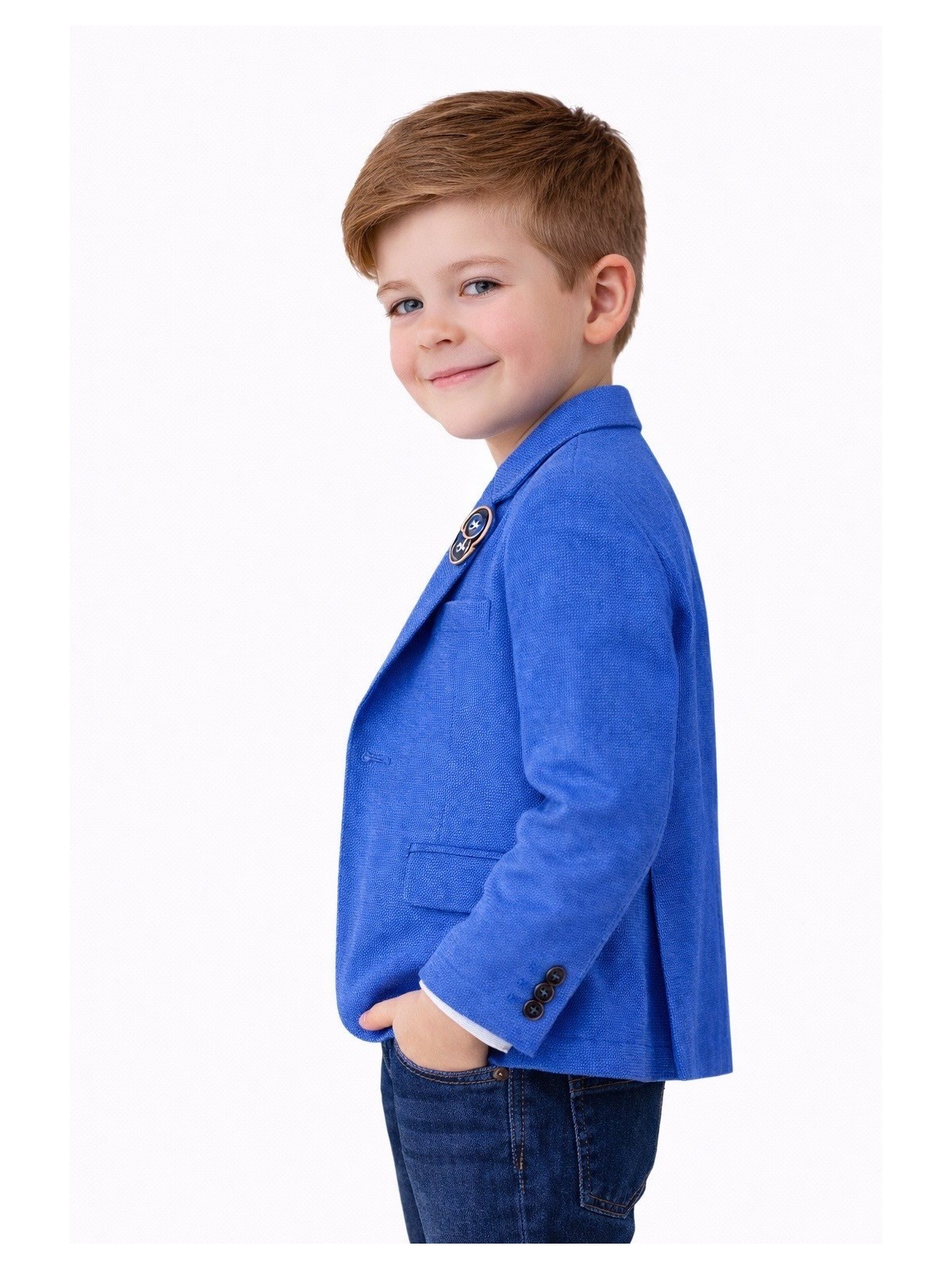 GIOVANNI PERA GŁADKA MARYNARKA DLA CHŁOPCA CHABROWA  SIX-SEVEN 37/538