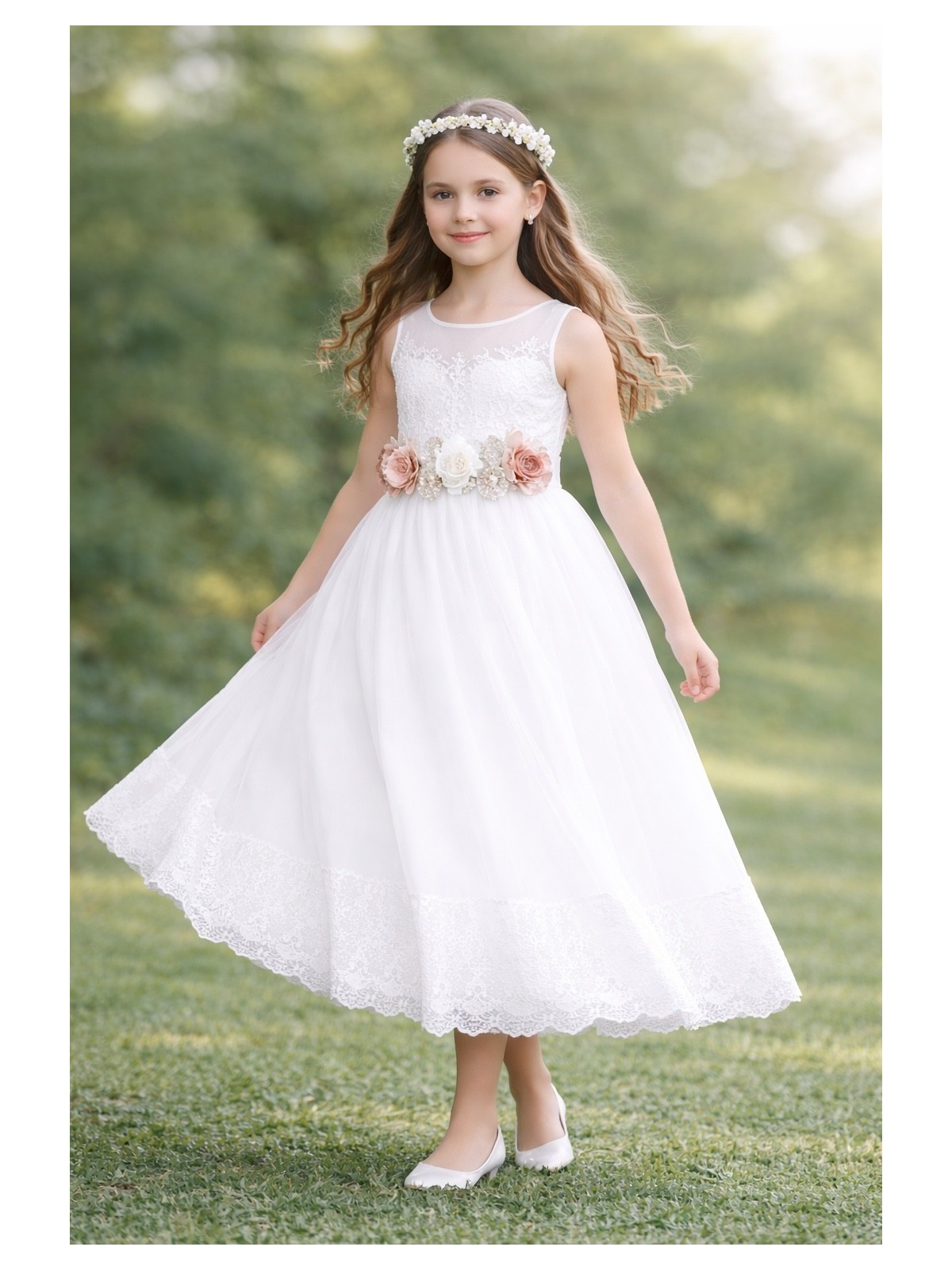 JOLIN KIDS  SUKIENKA NA RAMIĄCZKACH  DLA DZIEWCZYNKI WIZYTOWA KOMUNINIJNA 2248