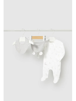 MAYORAL NEWBORN PAJAC ŚPIOCHY DLA DZIECKA PLUS CZAPKA I ŚLINIAK 1728/79