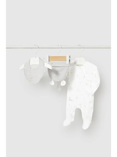 MAYORAL NEWBORN PAJAC ŚPIOCHY DLA DZIECKA PLUS CZAPKA I ŚLINIAK 1728/79