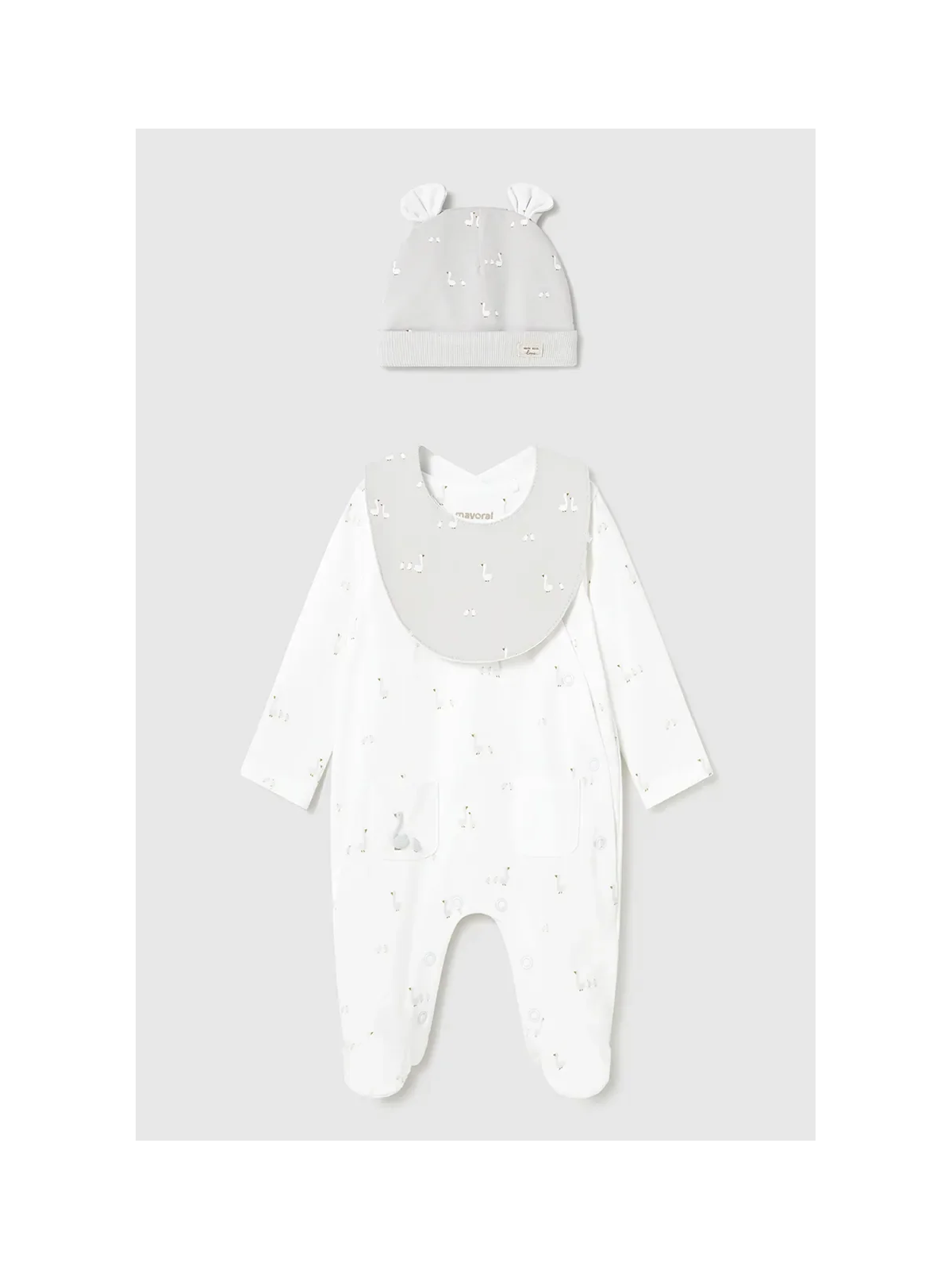 MAYORAL NEWBORN PAJAC ŚPIOCHY DLA DZIECKA PLUS CZAPKA I ŚLINIAK 1728/79