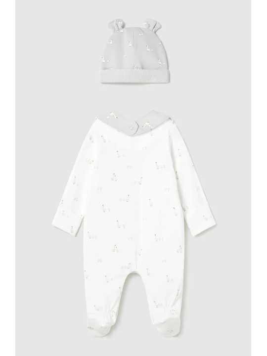 MAYORAL NEWBORN PAJAC ŚPIOCHY DLA DZIECKA PLUS CZAPKA I ŚLINIAK 1728/79
