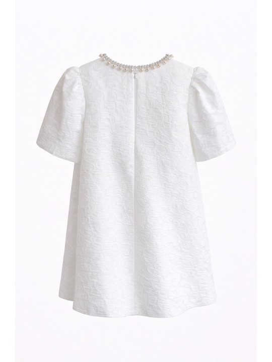 DAMASQUINO SUKIENKA WIZYTOWA NA KRÓTKI RĘKAW DLA DZIEWCZYNKI 7081