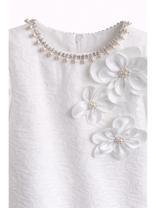 DAMASQUINO SUKIENKA WIZYTOWA NA KRÓTKI RĘKAW DLA DZIEWCZYNKI 7081