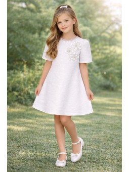 DAMASQUINO SUKIENKA WIZYTOWA NA KRÓTKI RĘKAW DLA DZIEWCZYNKI 7081