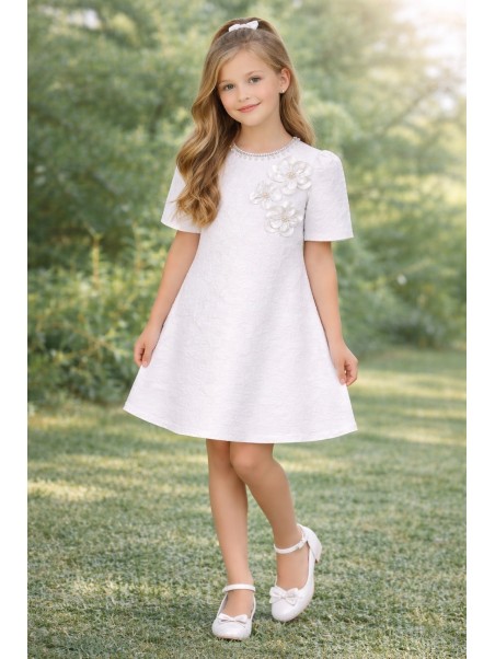 DAMASQUINO SUKIENKA WIZYTOWA NA KRÓTKI RĘKAW DLA DZIEWCZYNKI 7081