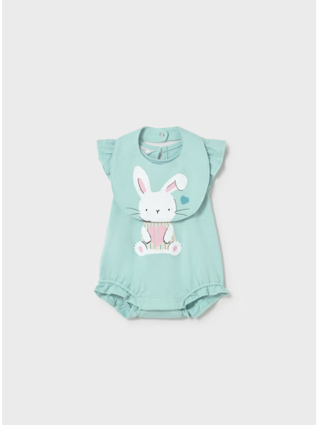 MAYORAL NEWBORN RAMPERS PAJAC  DLA DZIEWCZYNKI Z KRÓLICZKIEM PLUS ŚLINIAK 1710/90