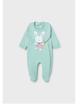 MAYORAL NEWBORN PAJAC ŚPIOCHY DLA DZIEWCZYNKI Z KRÓLICZKIEM PLUS ŚLINIAK 1711/90