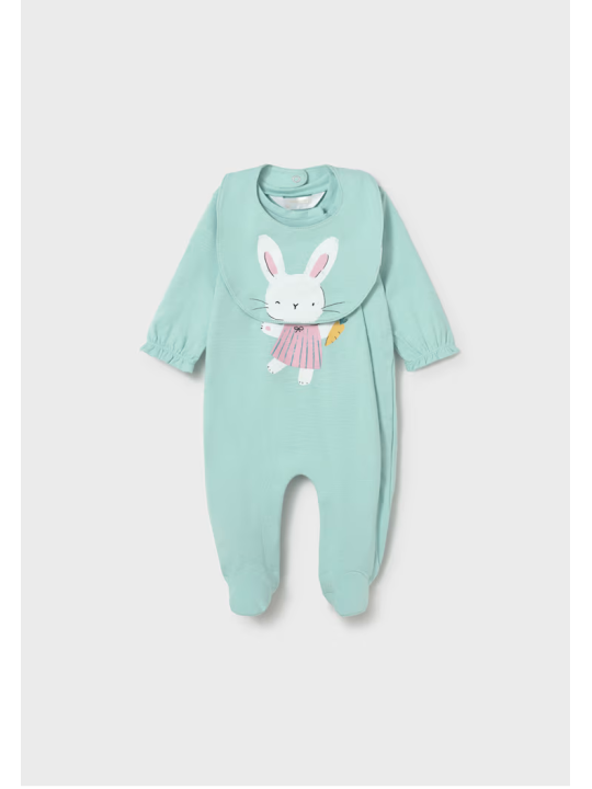 MAYORAL NEWBORN PAJAC ŚPIOCHY DLA DZIEWCZYNKI Z KRÓLICZKIEM PLUS ŚLINIAK 1711/90