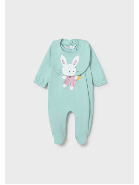 MAYORAL NEWBORN PAJAC ŚPIOCHY DLA DZIEWCZYNKI Z KRÓLICZKIEM PLUS ŚLINIAK 1711/90