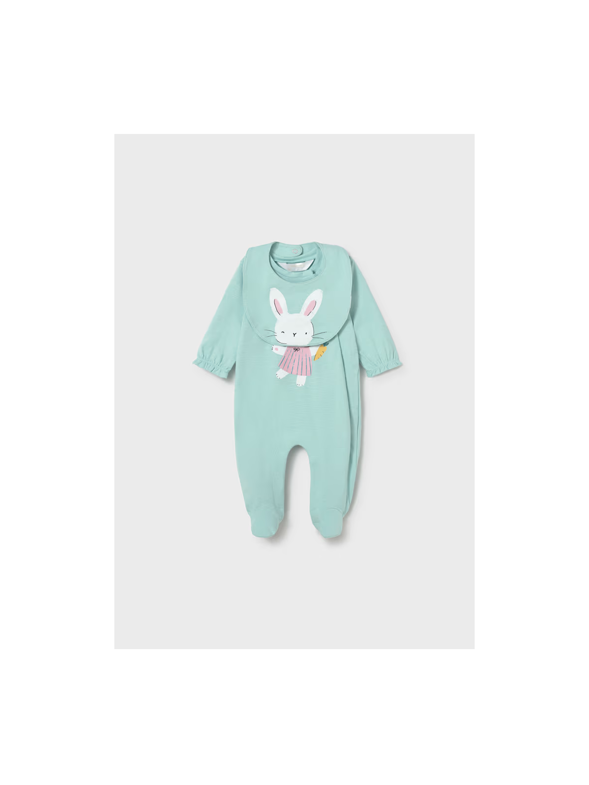 MAYORAL NEWBORN PAJAC ŚPIOCHY DLA DZIEWCZYNKI Z KRÓLICZKIEM PLUS ŚLINIAK 1711/90