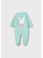 MAYORAL NEWBORN PAJAC ŚPIOCHY DLA DZIEWCZYNKI Z KRÓLICZKIEM PLUS ŚLINIAK 1711/90