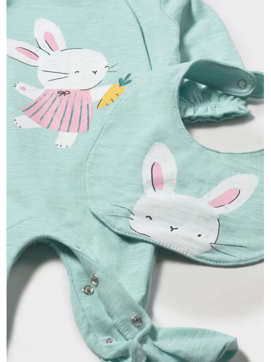 MAYORAL NEWBORN PAJAC ŚPIOCHY DLA DZIEWCZYNKI Z KRÓLICZKIEM PLUS ŚLINIAK 1711/90