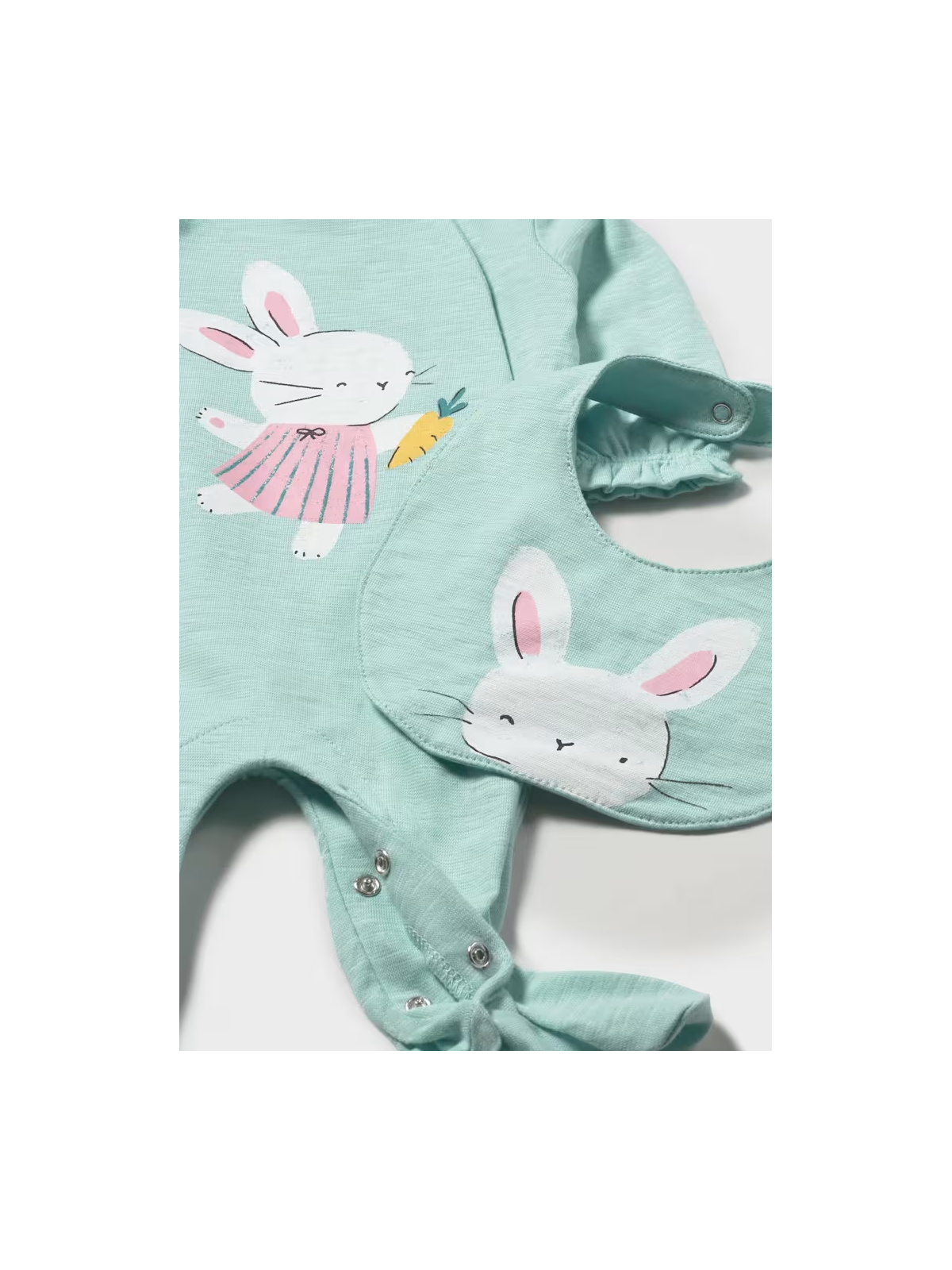 MAYORAL NEWBORN PAJAC ŚPIOCHY DLA DZIEWCZYNKI Z KRÓLICZKIEM PLUS ŚLINIAK 1711/90