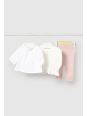 MAYORAL NEWBORN  KOMPLET BLUZKA SPODENKI RÓŻOWE BIAŁA BLUZECZKA I SWETEREK 1507/84