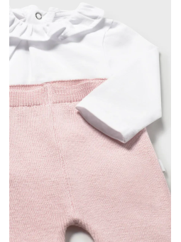 MAYORAL NEWBORN  KOMPLET BLUZKA SPODENKI RÓŻOWE BIAŁA BLUZECZKA I SWETEREK 1507/84