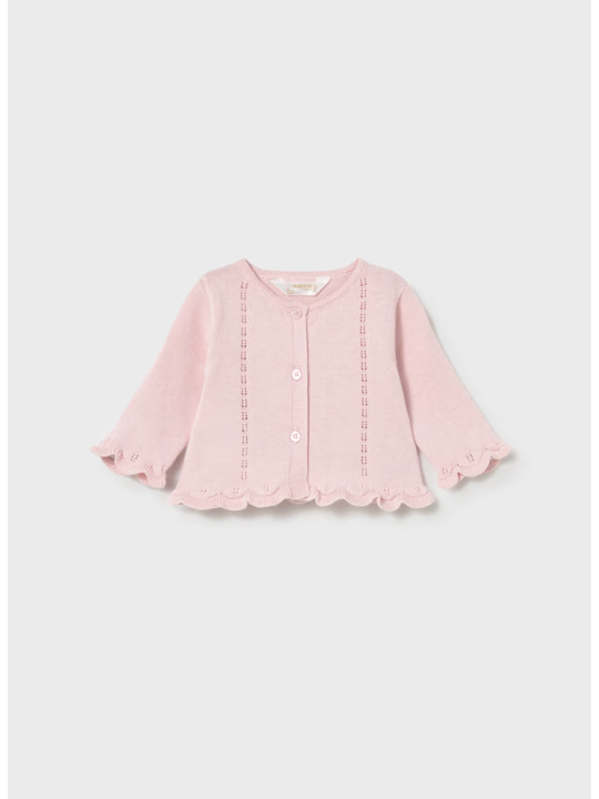 MAYORAL NEWBORN  KOMPLET BLUZKA SWETEREK I MAJTECZKI RÓŻÓWO BIAŁY 1287/50