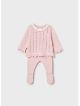 MAYORAL NEWBORN  KOMPLET  SWETEREK I PÓŁŚPIOCHY RÓZÓWY 1594/10