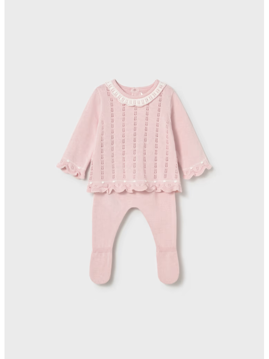 MAYORAL NEWBORN  KOMPLET  SWETEREK I PÓŁŚPIOCHY RÓZÓWY 1594/10