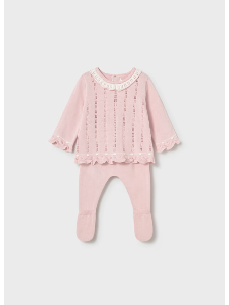 MAYORAL NEWBORN  KOMPLET  SWETEREK I PÓŁŚPIOCHY RÓZÓWY 1594/10