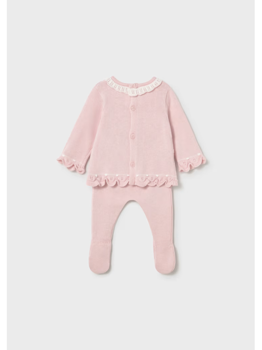 MAYORAL NEWBORN  KOMPLET  SWETEREK I PÓŁŚPIOCHY RÓZÓWY 1594/10