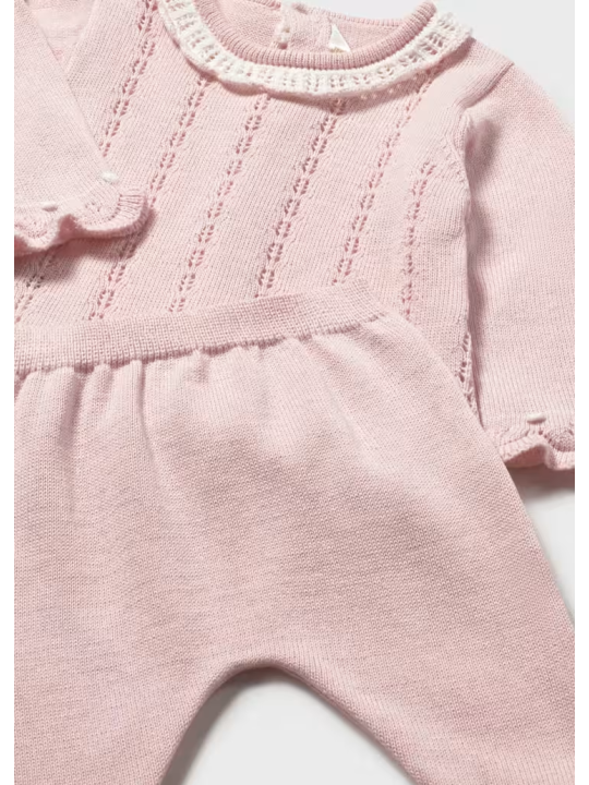 MAYORAL NEWBORN  KOMPLET  SWETEREK I PÓŁŚPIOCHY RÓZÓWY 1594/10