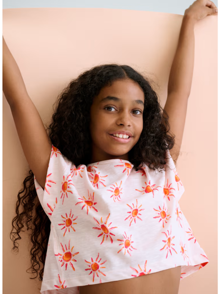 MAYORAL KOSZULKA BLUZKA T-SHIRT DLA DZIEWCZYNKI KRÓTKI RĘKAWEK Z NADRUKIEM W SŁONECZKA 6012/19