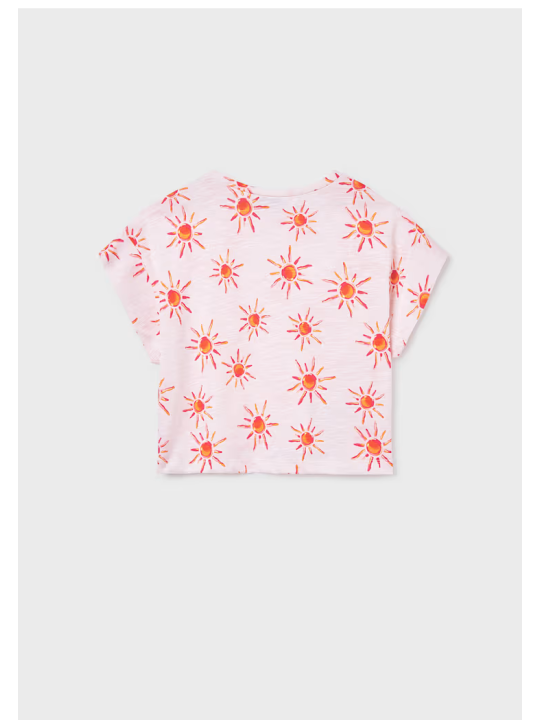 MAYORAL KOSZULKA BLUZKA T-SHIRT DLA DZIEWCZYNKI KRÓTKI RĘKAWEK Z NADRUKIEM W SŁONECZKA 6012/19