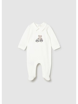 MAYORAL NEWBORN PAJAC ŚPIOCHY DLA CHŁOPCA KREMOWE Z MISIEM 1716/92