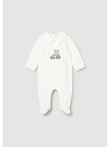 MAYORAL NEWBORN PAJAC ŚPIOCHY DLA CHŁOPCA KREMOWE Z MISIEM 1716/92