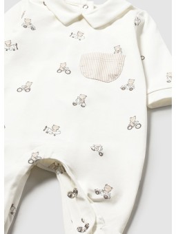 MAYORAL NEWBORN PAJAC ŚPIOCHY DLA CHŁOPCA KREMOWE W MISIE 1716/92