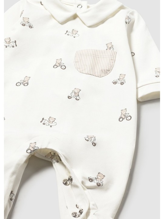 MAYORAL NEWBORN PAJAC ŚPIOCHY DLA CHŁOPCA KREMOWE W MISIE 1716/92