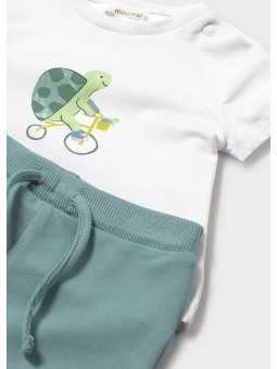 MAYORAL NEWBORN KOMPLET BLUZA ROZPINANA KOSZULKA Z KRÓTKIM RĘKAWEM I SPODNIE DRESOWE 1893/30