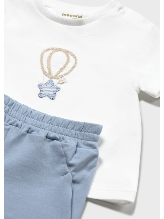 MAYORAL NEWBORN KOMPLET BLUZA ROZPINANA KOSZULKA Z KRÓTKIM RĘKAWEM I SPODNIE DRESOWE 1892/94