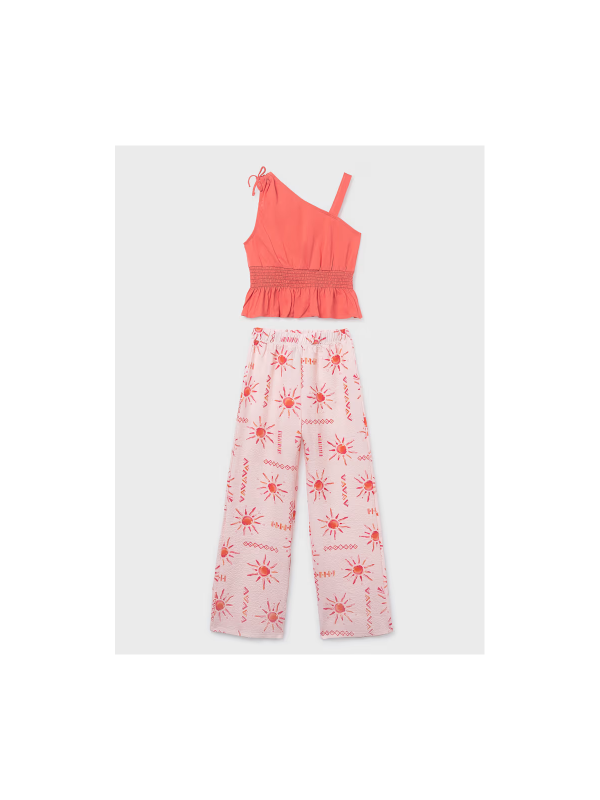 MAYORAL KOMPLET LETNI  DLA DZIEWCZYNKI TOP NA JEDNO RAMIĘ PLUS SPODNIE 6561/19