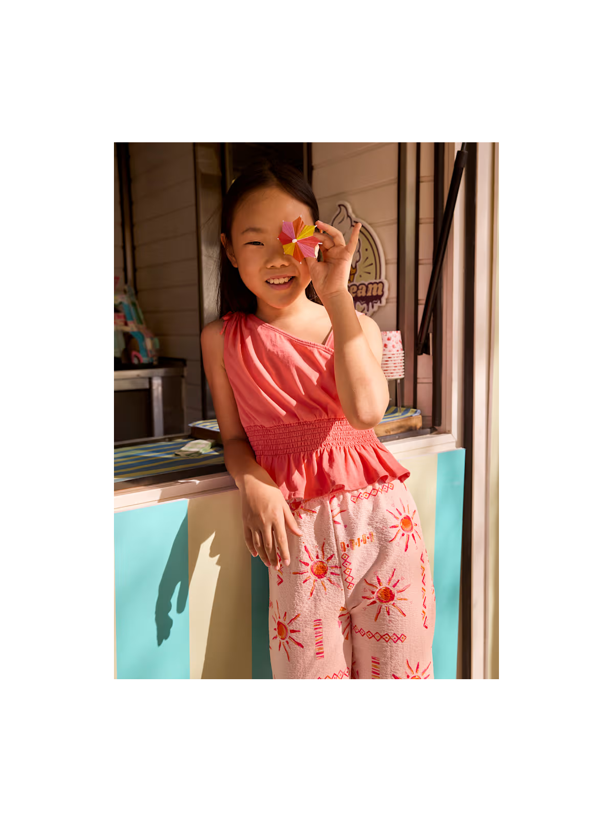 MAYORAL KOMPLET LETNI  DLA DZIEWCZYNKI TOP NA JEDNO RAMIĘ PLUS SPODNIE 6561/19