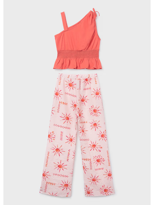 MAYORAL KOMPLET LETNI  DLA DZIEWCZYNKI TOP NA JEDNO RAMIĘ PLUS SPODNIE 6561/19