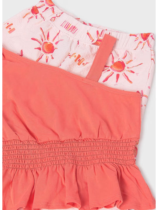 MAYORAL KOMPLET LETNI  DLA DZIEWCZYNKI TOP NA JEDNO RAMIĘ PLUS SPODNIE 6561/19