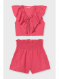 MAYORAL KOMPLET DLA DZIEWCZYNKI KRÓTKIE SPODENKI I BLUZKA Z FALBANKĄ 6207/78