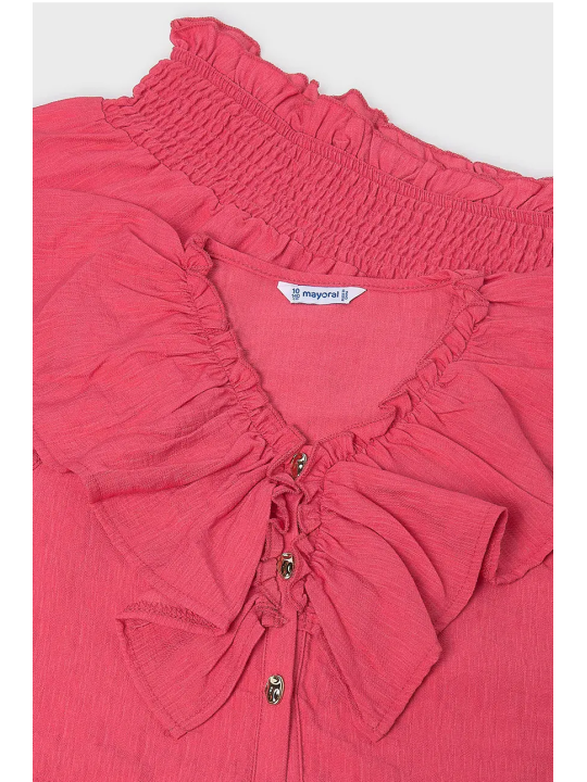 MAYORAL KOMPLET DLA DZIEWCZYNKI KRÓTKIE SPODENKI I BLUZKA Z FALBANKĄ 6207/78