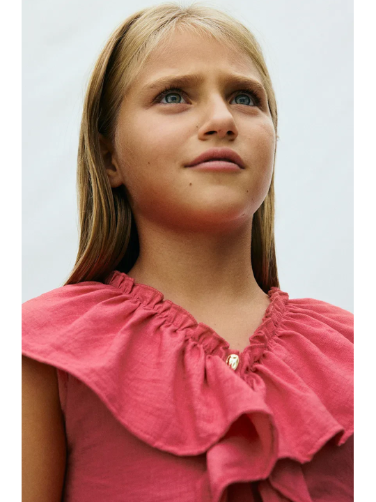 MAYORAL KOMPLET DLA DZIEWCZYNKI KRÓTKIE SPODENKI I BLUZKA Z FALBANKĄ 6207/78