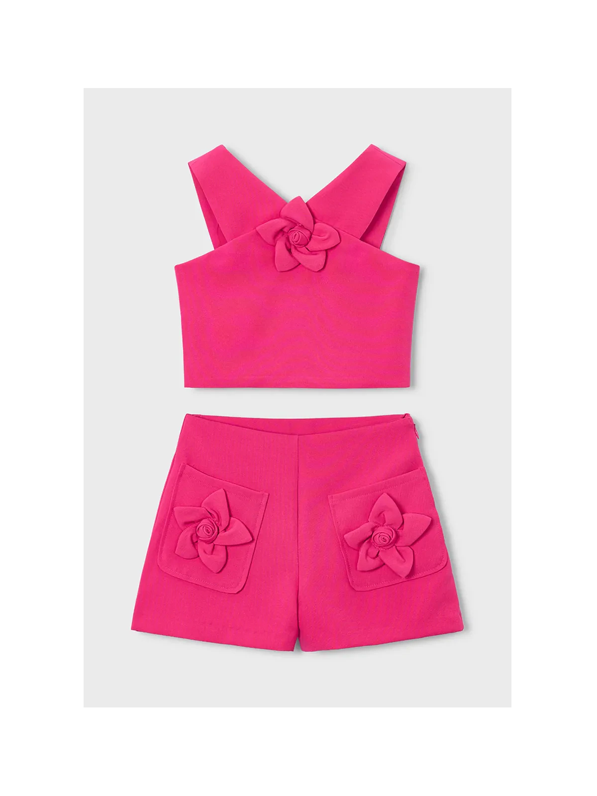 MAYORAL KOMPLET DLA DZIEWCZYNKI Z OZDOBNYMI KWIATKAMI RÓŻ FUKSJA 3948/94