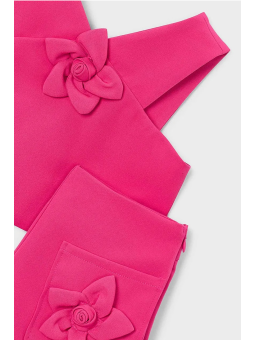 MAYORAL KOMPLET DLA DZIEWCZYNKI Z OZDOBNYMI KWIATKAMI RÓŻ FUKSJA 3948/94