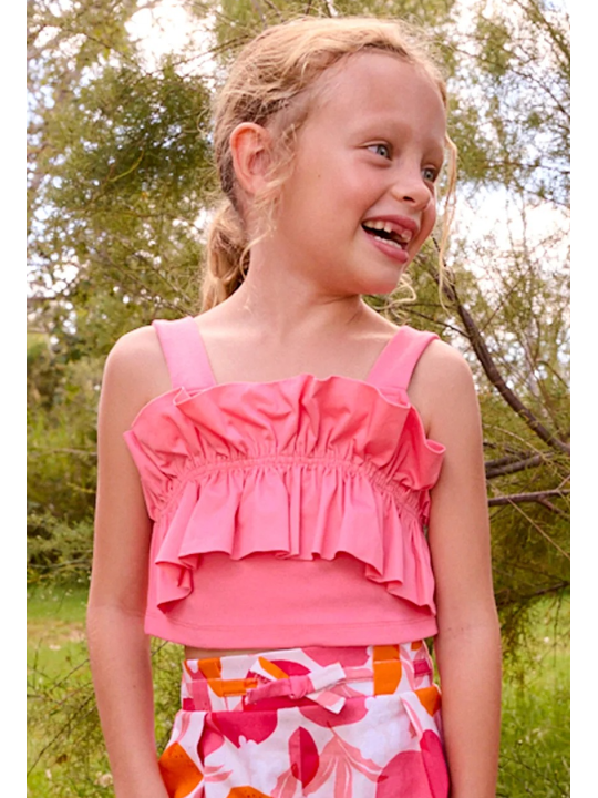 MAYORAL BLUZKA TOP LETNI DLA DZIEWCZYNKI Z MARSZCZENIAMI 3025/40