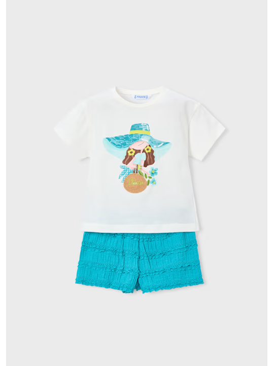 MAYORAL KOMPLET DLA DZIEWCZYNKI KRÓTKIE SPODENKI I BLUZKA 3231/74