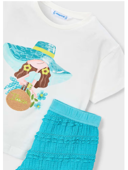 MAYORAL KOMPLET DLA DZIEWCZYNKI KRÓTKIE SPODENKI I BLUZKA 3231/74