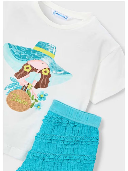 MAYORAL KOMPLET DLA DZIEWCZYNKI KRÓTKIE SPODENKI I BLUZKA 3231/74